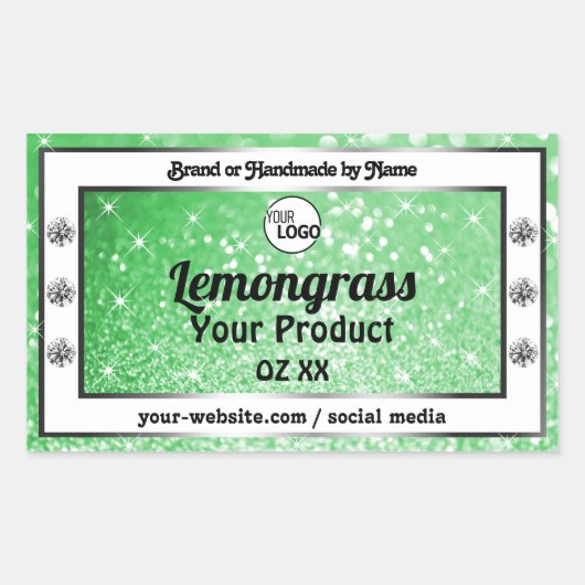 Emerald Green Sparkle Glitter Product Labels Logo (Voorkant)