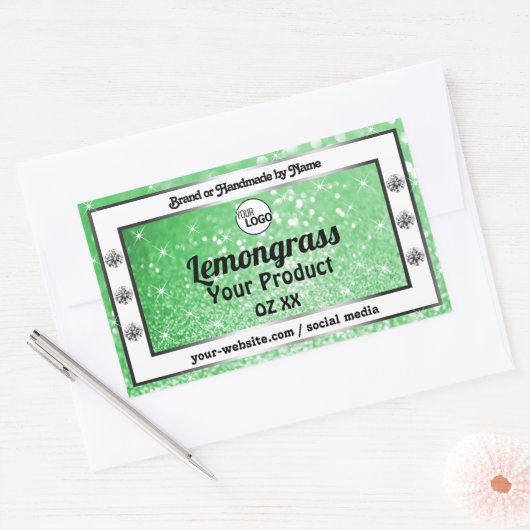 Emerald Green Sparkle Glitter Product Labels Logo (Envelop)