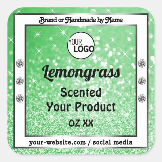 Emerald Green Sparkle Glitter Product Labels Logo (Voorkant)