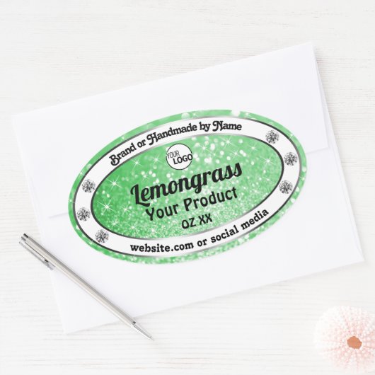 Emerald Green Sparkle Glitter Product Labels Logo (Envelop)