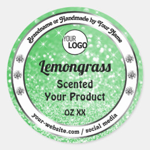 Emerald Green Sparkle Glitter Product Labels Logo