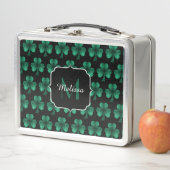 Emerald Green Sparkle Shamrock Black Monogram (In situ)