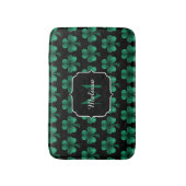Emerald Green Sparkle Shamrock Black Monogram Badmat (Voorkant Verticaal)