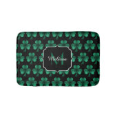 Emerald Green Sparkle Shamrock Black Monogram Badmat (Voorkant)