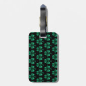Emerald Green Sparkle Shamrock Black Monogram Bagagelabel (Achterkant verticaal)