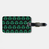 Emerald Green Sparkle Shamrock Black Monogram Bagagelabel (Achterkant horizontaal)