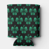 Emerald Green Sparkle Shamrock Black Monogram Blikjeskoeler (Achterkant)