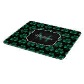 Emerald Green Sparkle Shamrock Black Monogram Snijplank (Hoek)