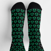 Emerald Green Sparkle Shamrock Black Monogram Sokken (Top)