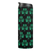 Emerald Green Sparkle Shamrock Black Monogram Thermosbeker (Geroteerd rechts)