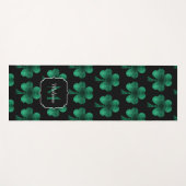 Emerald Green Sparkle Shamrock Black Monogram Yogamat (Voorkant (horizontaal))