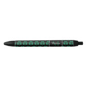 Emerald Green Sparkle Shamrock Black Monogram Zwarte Inkt Pen (Voorkant)