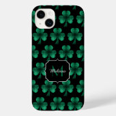 Emerald Green Sparkles Shamrock Black Monogram Case-Mate iPhone Case (Achterkant)