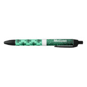 Emerald Green Sparkles Shamrock Clover Personalise Zwarte Inkt Pen (Bodem)