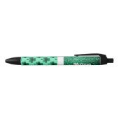 Emerald Green Sparkles Shamrock Clover Personalise Zwarte Inkt Pen (Bovenkant)