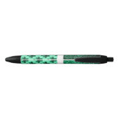 Emerald Green Sparkles Shamrock Clover Personalise Zwarte Inkt Pen (Achterkant)