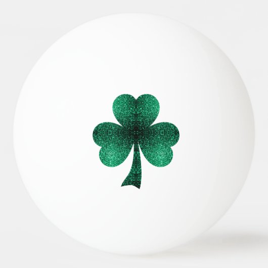 Emerald Green Sparkles Shamrock Clover St Pat Day Pingpongbal (Voorkant)