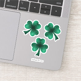 Emerald Green Sparkles Shamrock Clover St Pat Day Sticker