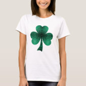 Emerald Green Sparkles Shamrock Clover St Pat Day T-shirt (Voorkant)