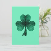 Emerald Green Sparkles Shamrock Clover-uitnodiging Kaart (Staand voorkant)