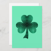 Emerald Green Sparkles Shamrock Clover-uitnodiging Kaart (Voorkant / Achterkant)