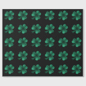 Emerald Green Sparkles Shamrock Clover zwart Cadeaupapier (Vlak)