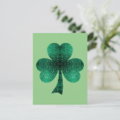 Emerald Green Sparkles Shamrock Klaver Briefkaart (Staand voorkant)