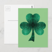 Emerald Green Sparkles Shamrock Klaver Briefkaart (Voorkant / Achterkant)