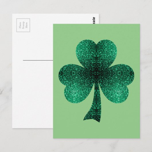 Emerald Green Sparkles Shamrock Klaver Briefkaart (Voorkant / Achterkant)