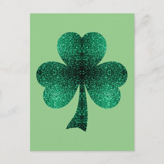 Emerald Green Sparkles Shamrock Klaver Briefkaart (Voorkant)