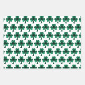 Emerald Green Sparkles Shamrock patroon wit Inpakpapier Vel (Voorkant 3)