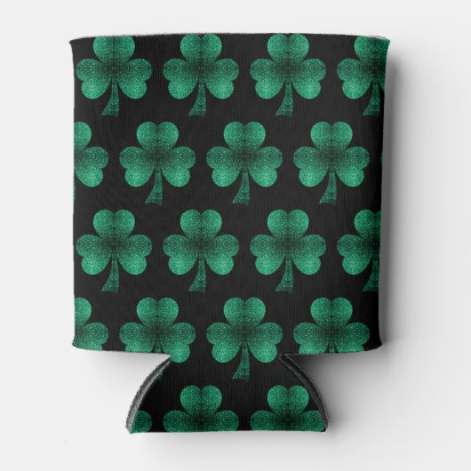 Emerald Green Sparkles Shamrock patroon zwart Blikjeskoeler (Voorkant)