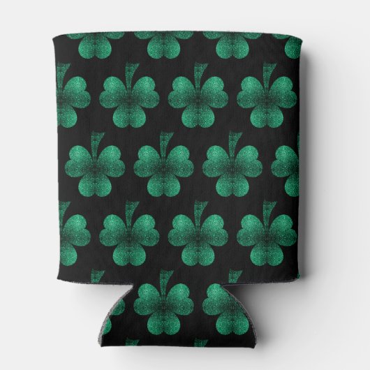Emerald Green Sparkles Shamrock patroon zwart Blikjeskoeler (Achterkant)