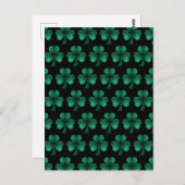 Emerald Green Sparkles Shamrock patroon zwart Briefkaart (Voorkant / Achterkant)