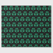 Emerald Green Sparkles Shamrock patroon zwart Cadeaupapier (Vlak)
