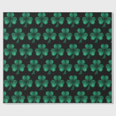 Emerald Green Sparkles Shamrock patroon zwart Cadeaupapier (Vlak)