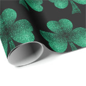 Emerald Green Sparkles Shamrock patroon zwart Cadeaupapier (Rol Hoek)