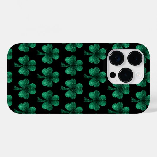 Emerald Green Sparkles Shamrock patroon zwart Case-Mate iPhone Case (Achterkant (horizontaal))