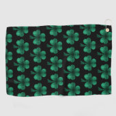 Emerald Green Sparkles Shamrock patroon zwart Golfhanddoek (Horizontaal)