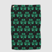 Emerald Green Sparkles Shamrock patroon zwart Golfhanddoek (Voorkant)