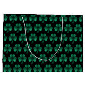 Emerald Green Sparkles Shamrock patroon zwart Groot Cadeauzakje (Achterkant)
