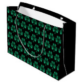 Emerald Green Sparkles Shamrock patroon zwart Groot Cadeauzakje (Achterkant Gekanteld)