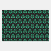 Emerald Green Sparkles Shamrock patroon zwart Inpakpapier Vel (Voorkant 3)