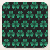 Emerald Green Sparkles Shamrock patroon zwart Kartonnen Onderzetters (Voorkant)