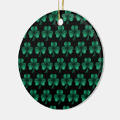 Emerald Green Sparkles Shamrock patroon zwart Keramisch Ornament (Links)