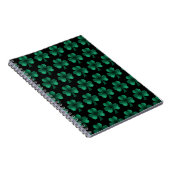 Emerald Green Sparkles Shamrock patroon zwart Notitieboek (Rechterzijde)