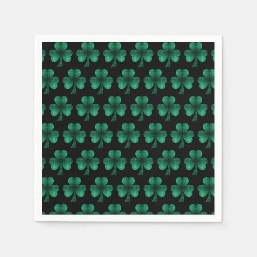 Emerald Green Sparkles Shamrock patroon zwart Servet (Voorkant)
