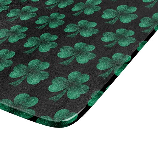 Emerald Green Sparkles Shamrock patroon zwart Snijplank (Hoek)