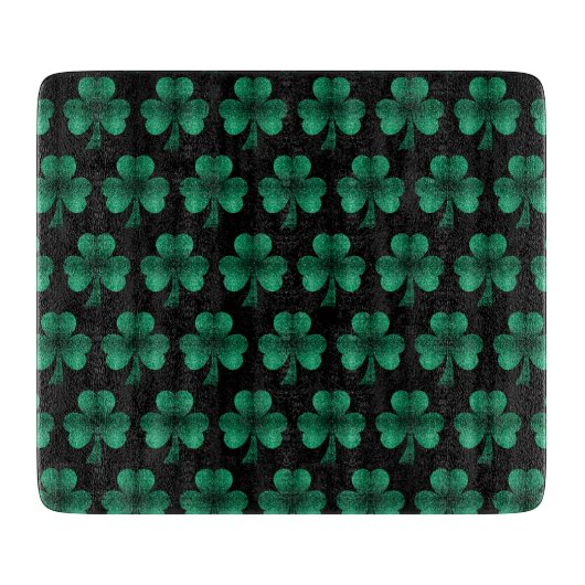 Emerald Green Sparkles Shamrock patroon zwart Snijplank (Voorkant)
