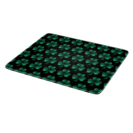 Emerald Green Sparkles Shamrock patroon zwart Snijplank (Hoek)